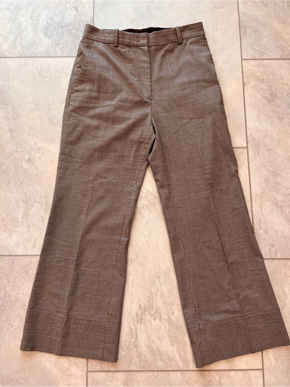 COS SLIM CHECKED FLARED TROUSERS